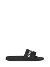 Givenchy Black Flat Slides With Logo In Polyurethane Man