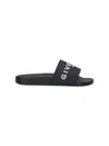 Givenchy Black Flat Slides With Logo In Polyurethane Man