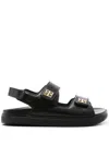 Givenchy Women Leather Sandals With 4g Metal Details In Black