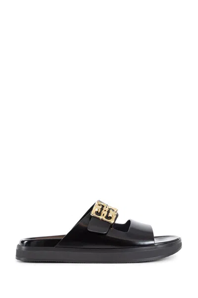 Givenchy Liquid Dad Leather Slides With 4g Hardware In Black