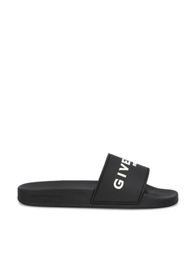 Givenchy Logo Slide Sandals In Black