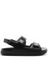 Givenchy Women Leather Sandals With 4g Metal Details In Black