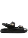Givenchy Women Leather Sandals With 4g Metal Details In Black