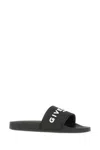 Givenchy 4g Leather-trimmed Embroidered Raffia Slides In Black