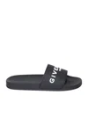 Givenchy Black Logo Embossed Slides In Black