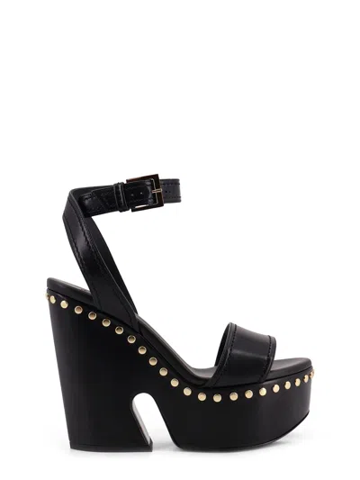 Givenchy Clog Platform Sandals In Leather With Studs Detail In Black