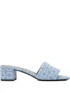 Givenchy Block Heel Sandals Patterned Fabric In Medium Blue
