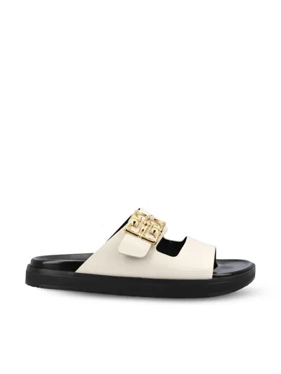 Givenchy 4g Liquid Dad Leather Sliders In White