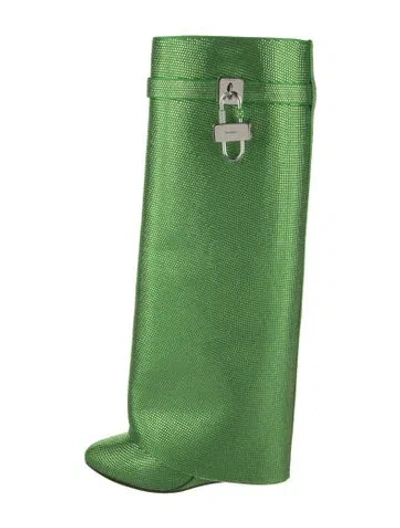 Pre-owned Givenchy Satin Animal Print Rain Boots In Green