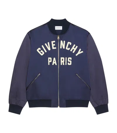 Givenchy Logo Bomber Jacket Puffer Jackets Blue In Multi