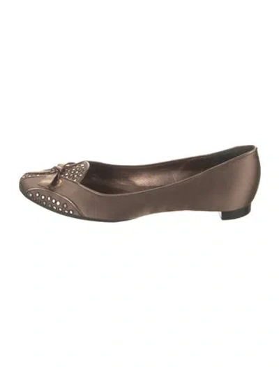 Pre-owned Givenchy Satin Bow Accents Flats In Brown