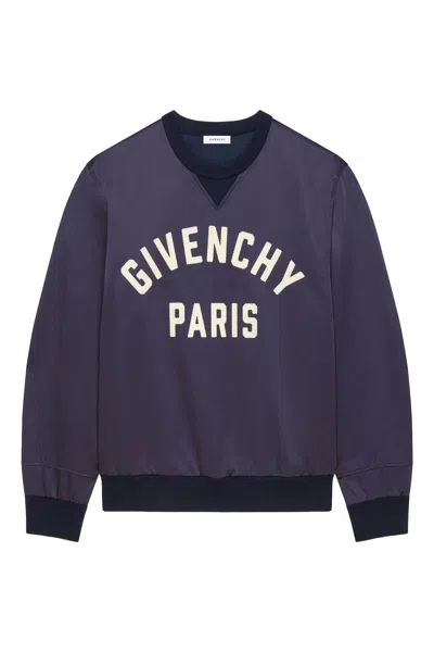 Givenchy Satin Branded Sweatshirt In Blue