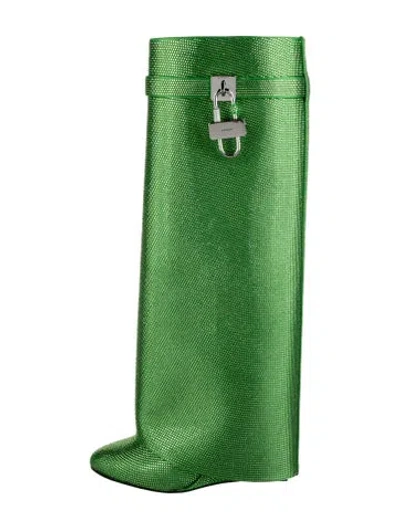 Pre-owned Givenchy Satin Crystal Embellishments Boots In Green