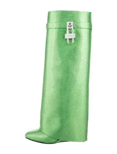 Pre-owned Givenchy Satin Crystal Embellishments Rain Boots