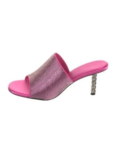 Pre-owned Givenchy Satin Crystal Embellishments Slides In Pink