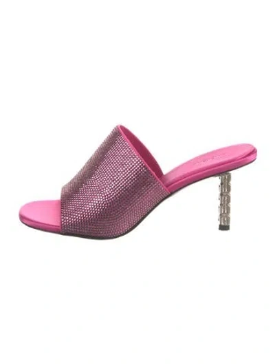 Pre-owned Givenchy Satin Crystal Embellishments Slides In Pink