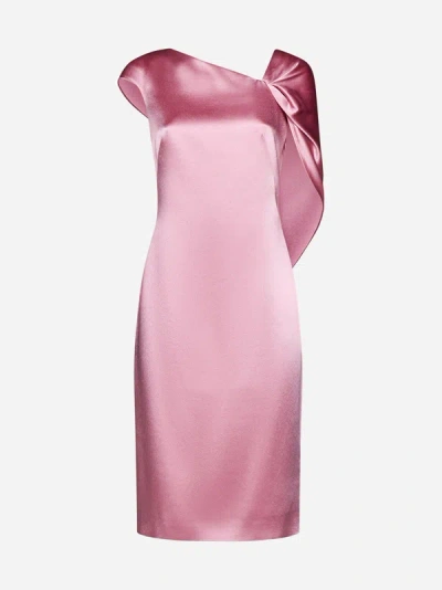 Givenchy Cape-detailed Satin Midi Dress In Flamingo