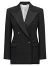 Givenchy Double-breasted Faille-trimmed Grain De Poudre Wool Blazer In Black
