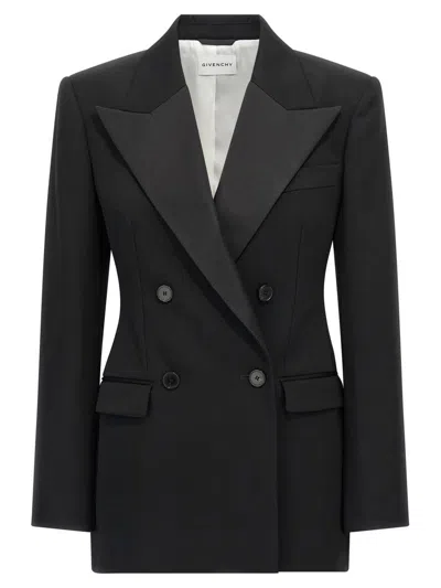 Givenchy Satin Lapel Blazer Blazers Black