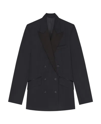 Givenchy Satin-lapels Double-breasted Blazer In Black