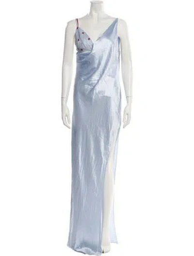 Pre-owned Givenchy Satin Long Dress In Blue