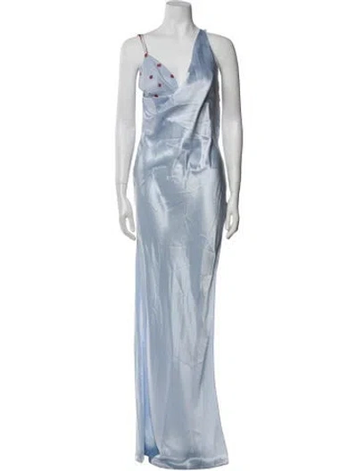 Pre-owned Givenchy Satin Long Dress In Blue