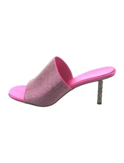 Pre-owned Givenchy Satin Patterned Slides In Pink
