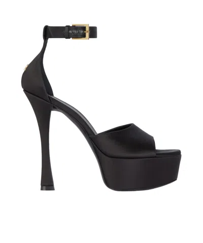 GIVENCHY 4G LIQUID PLATFORM SANDALS IN SATIN