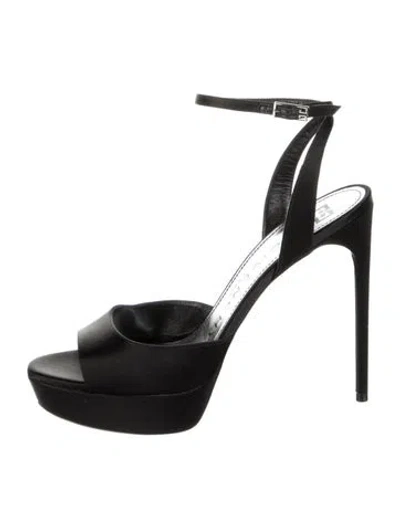 Pre-owned Givenchy Satin Sandals In Black