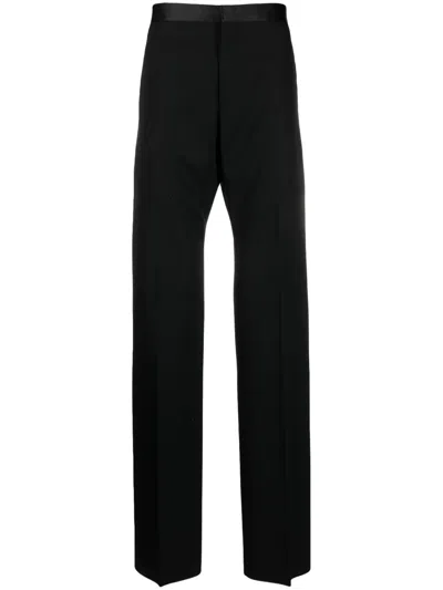GIVENCHY SATIN-TRIM STRAIGHT-CUT TAILORED TROUSERS