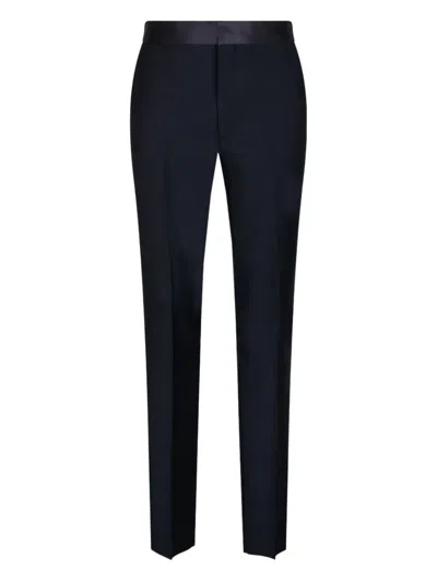 Givenchy Satin-trim Trousers In Blue