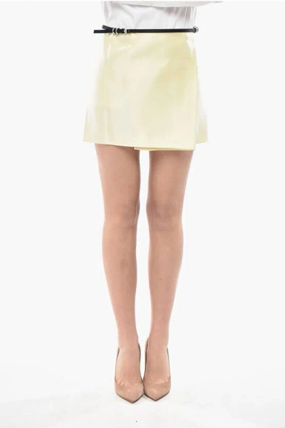 Givenchy Satin Wrap Mini Skirt With Belt In Yellow
