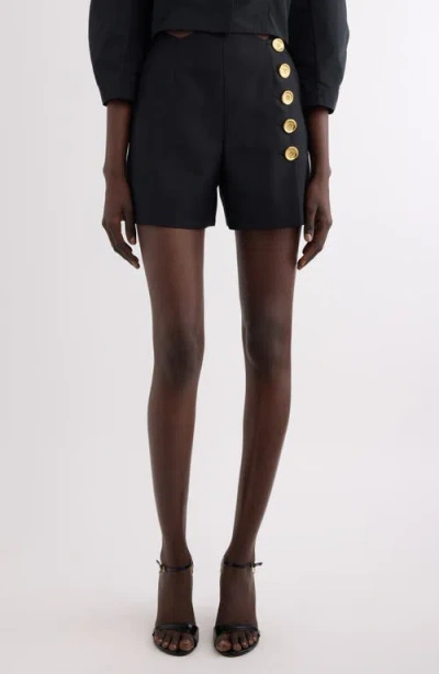 Givenchy Asymmetrical High-waisted Black Wool And Mohair Shorts