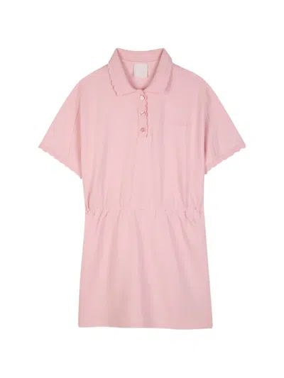 Givenchy Kids' Scalloped-trim Logo-embroidered Dress In Pink