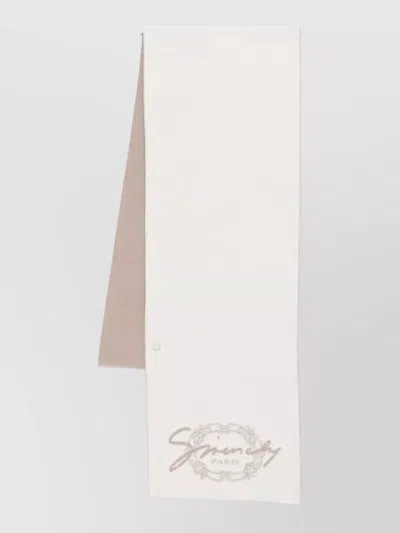 Givenchy Scarf Two Tone Design Frayed Edges Rectangular In White