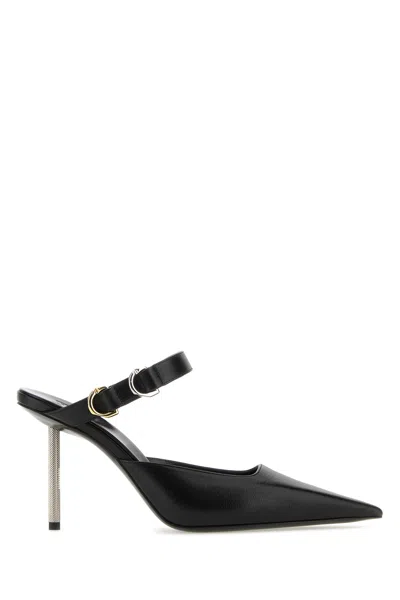 Givenchy Open Back Pointed Toe Sandals With Textured Heel In Black