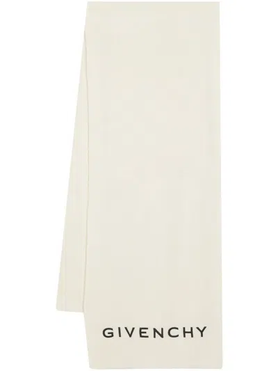 Givenchy Logo-print Knitted Scarf In Beige
