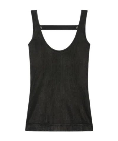 Givenchy Scoop-neck Leather Top In Black
