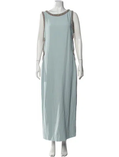 Pre-owned Givenchy Scoop Neck Long Dress In Blue