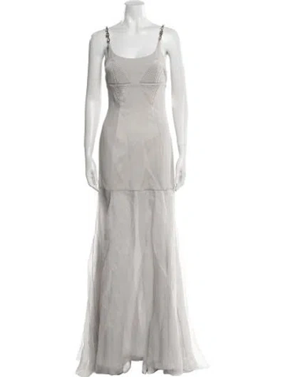Pre-owned Givenchy Scoop Neck Long Dress In Gray