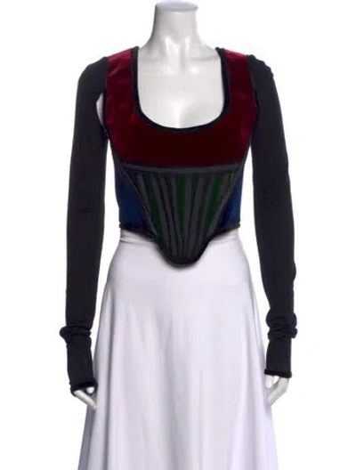 Pre-owned Givenchy Scoop Neck Long Sleeve Top In Black