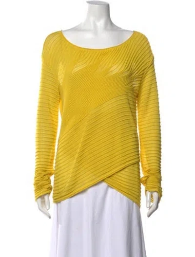 Pre-owned Givenchy Scoop Neck Long Sleeve Top In Yellow