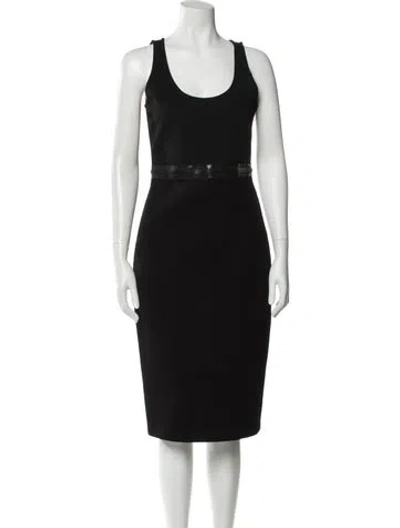 Pre-owned Givenchy Scoop Neck Midi Length Dress In Black