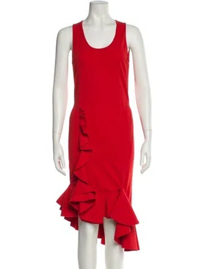 Pre-owned Givenchy Scoop Neck Midi Length Dress In Red
