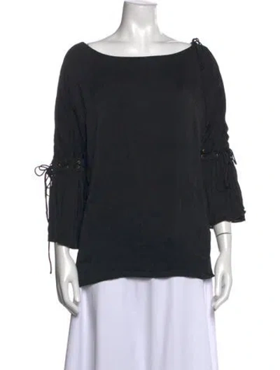 Pre-owned Givenchy Scoop Neck Three-quarter Sleeve Top In Black
