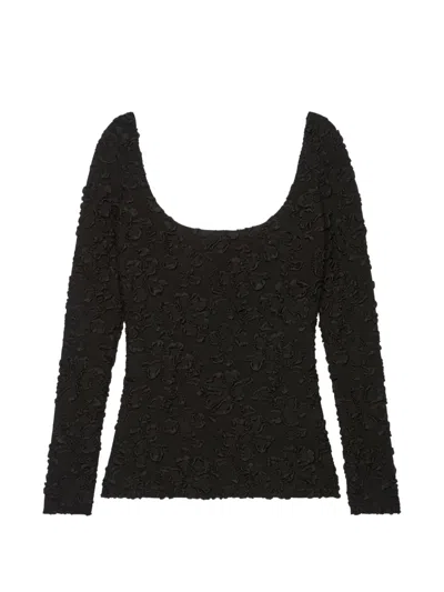 Givenchy Scoop-neck Long-sleeves T-shirt In Black
