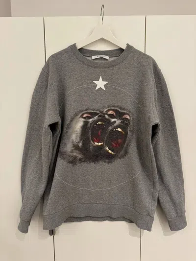Pre-owned Givenchy Scream Monkey Os Sweatshirt - Dmc In Gray