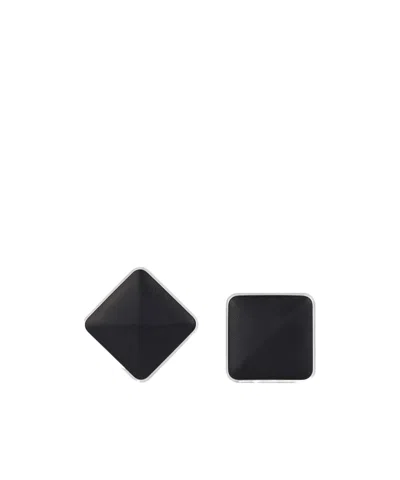 Givenchy Sculpt Asymmetric Earrings In Metal And Leather In Black