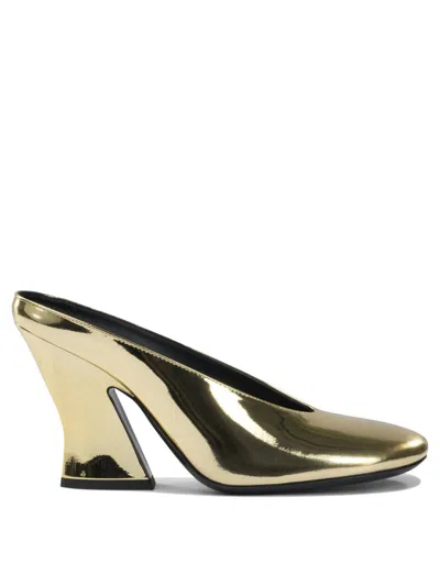 Givenchy "sculpted" 95 Mm Heeled Mule In Gold