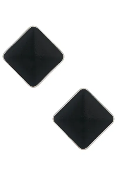 Givenchy Sculpted Asymmetric Leather Earrings In Black & Silvery